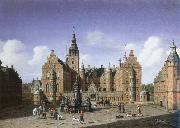 heinrich hansen frederiksborg castle,the departure of the royal falcon hunt oil painting on canvas